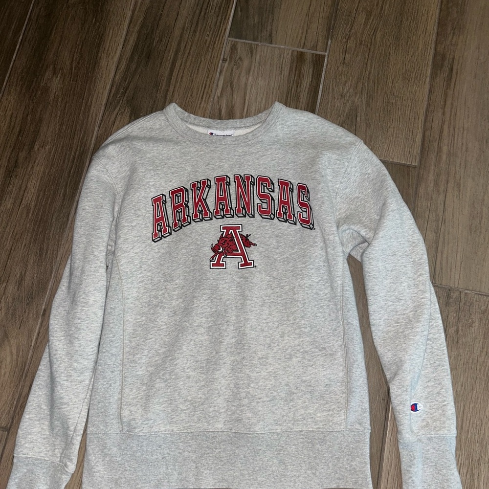 Champion Light Gray Arkansas Crew Neck Sweater